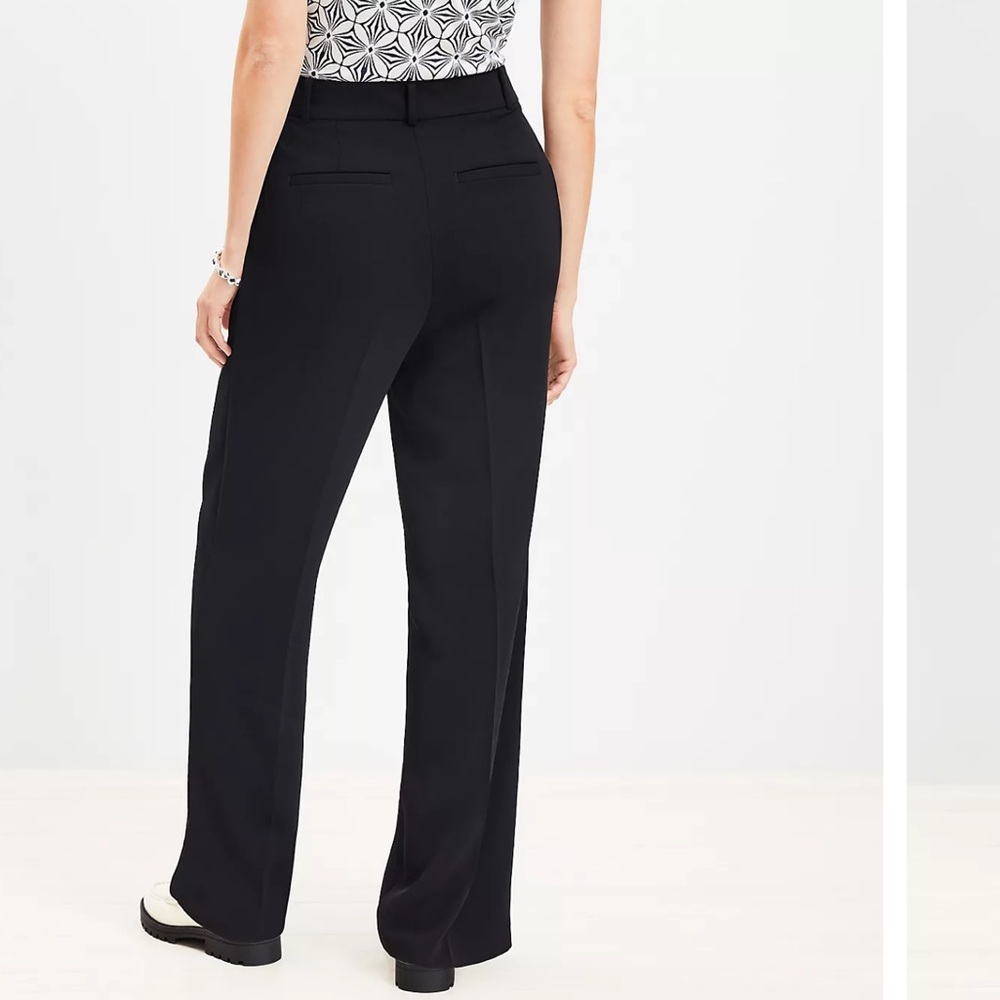 NWT LOFT Peyton Wide Leg Trousers Crepe Black, 6 - Picture 2 of 7